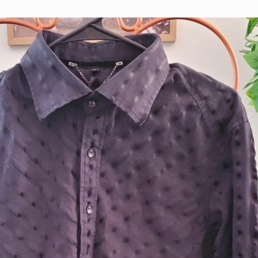Five Of Spades Black Button Up Shirt w/pattern Mens Size MEDIUM